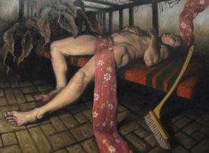 Floating matress, oil on canvas, 80x150cm, 2008