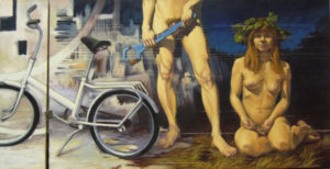 Punctured rubber, oil on canvas, 120x 250cm, 2005