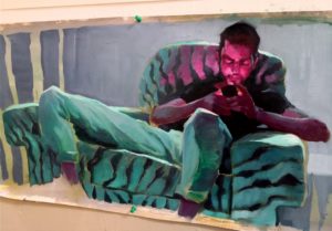 Tiger couch, oil on canvas, 20x45cm, 2019